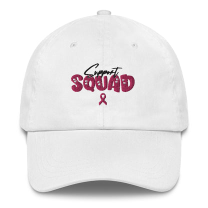 Breast Cancer Support Squad Dad Hat black x pink letters