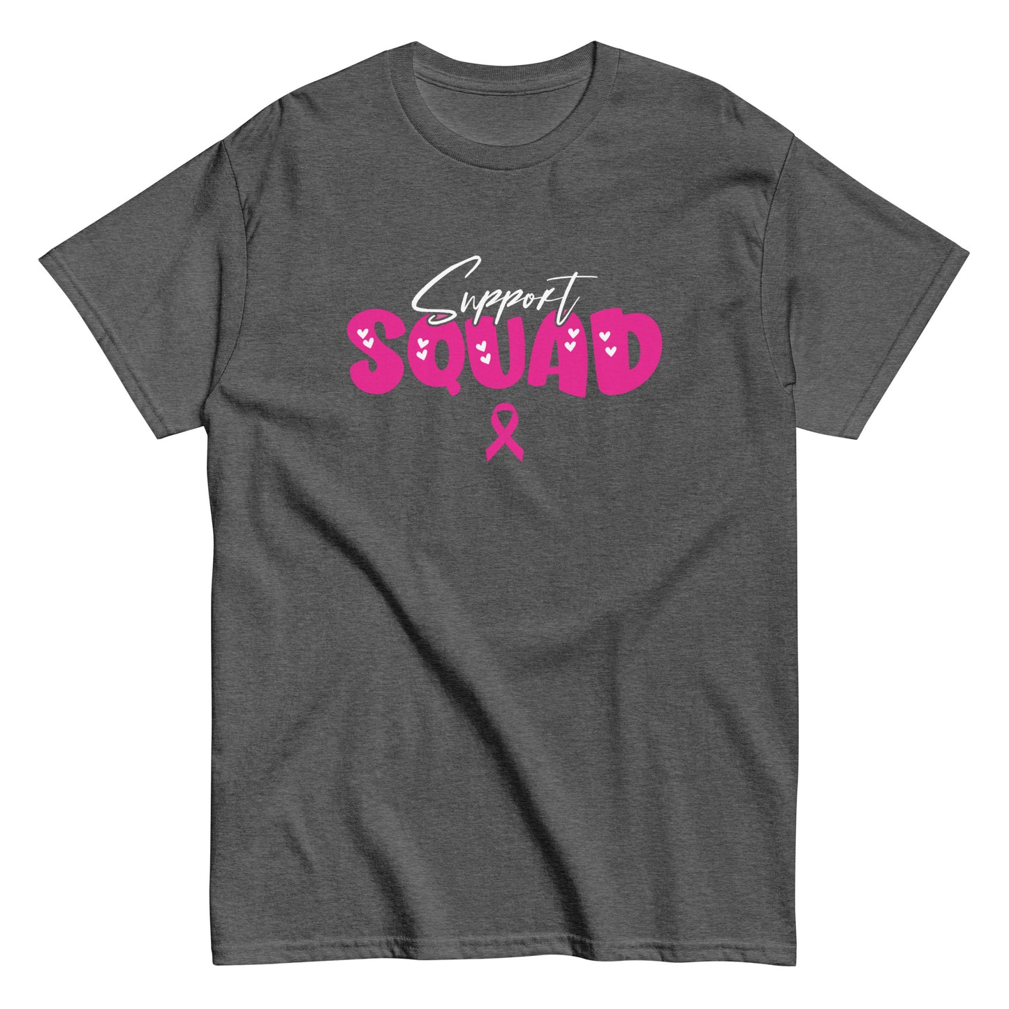 Breast Cancer Support Squad T-Shirt white x pink letters