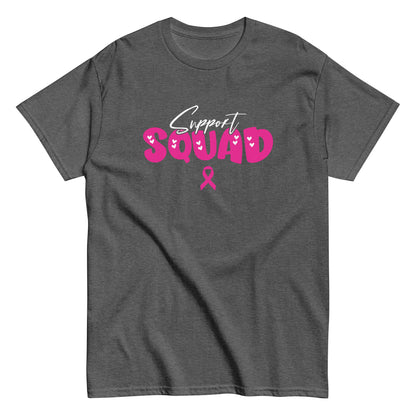 Breast Cancer Support Squad T-Shirt white x pink letters