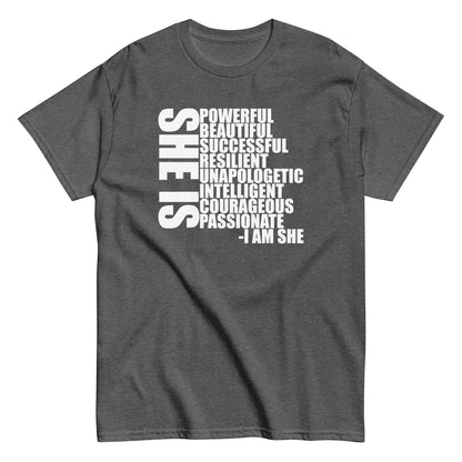 She Is Description T-Shirt white letters