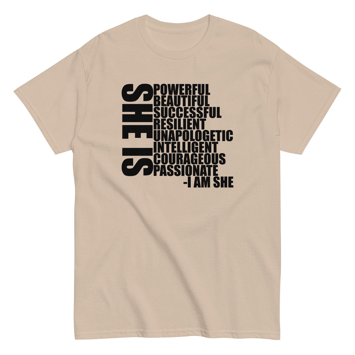 She Is Description T-Shirt black letters