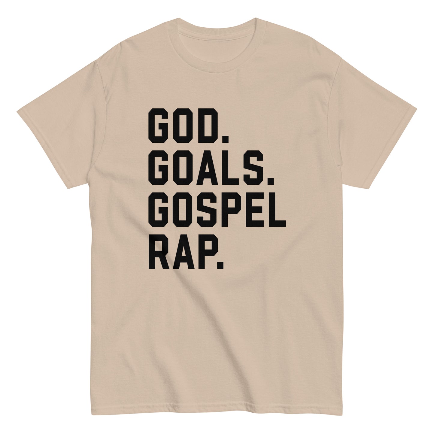 God. Goals. Gospel Rap. T-Shirt black letters