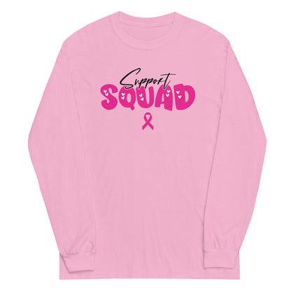 Breast Cancer Support Squad Long Sleeve T-Shirt black x pink letters