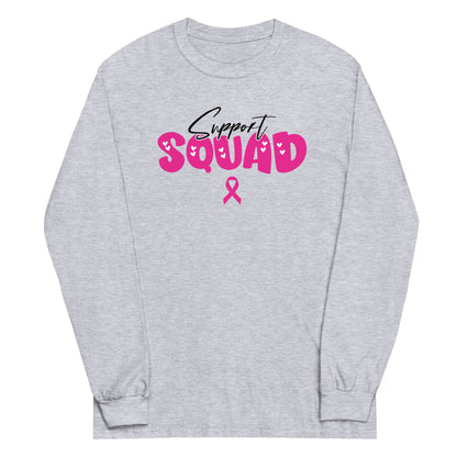 Breast Cancer Support Squad Long Sleeve T-Shirt black x pink letters