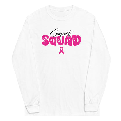 Breast Cancer Support Squad Long Sleeve T-Shirt black x pink letters