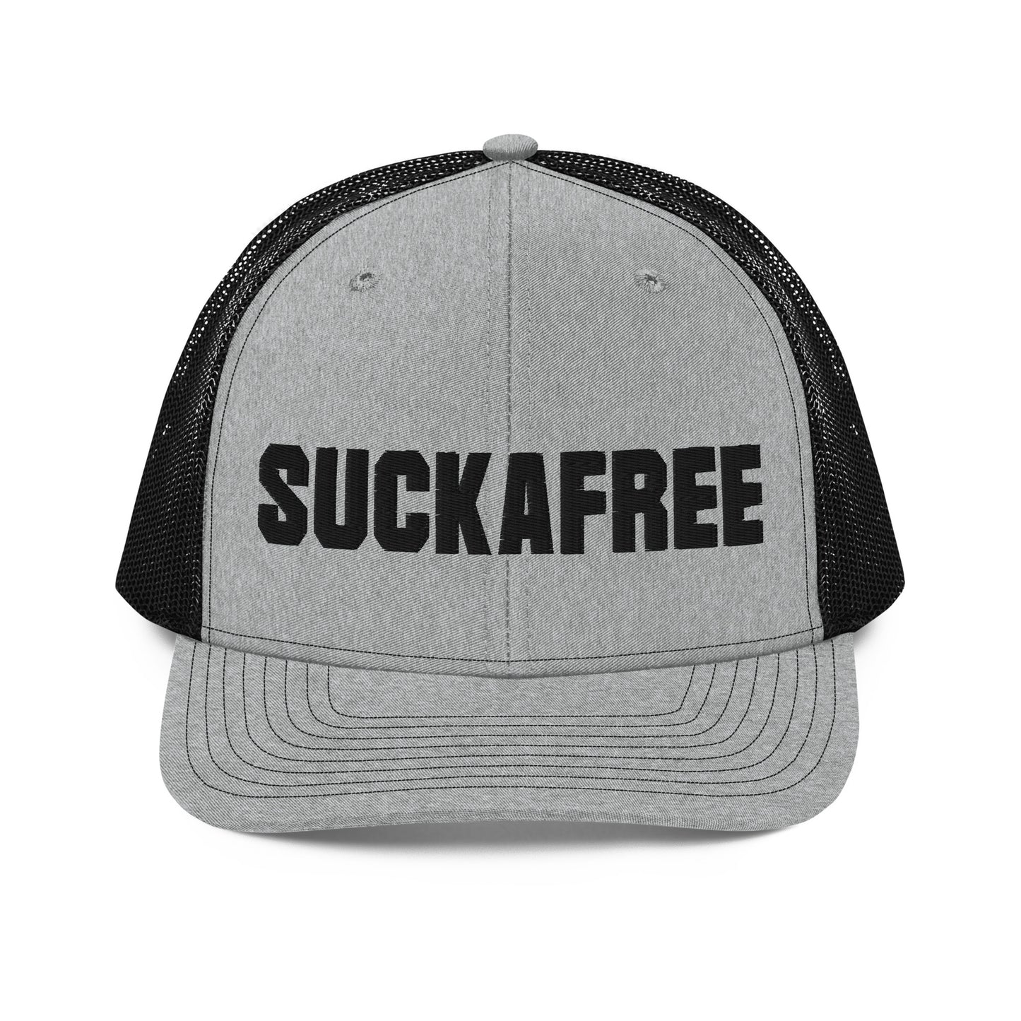 SUCKAFREE Snapback Heather Grey Trucker Cap black letters