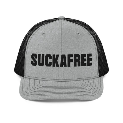 SUCKAFREE Snapback Heather Grey Trucker Cap black letters