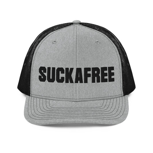 SUCKAFREE Snapback Heather Grey Trucker Cap black letters