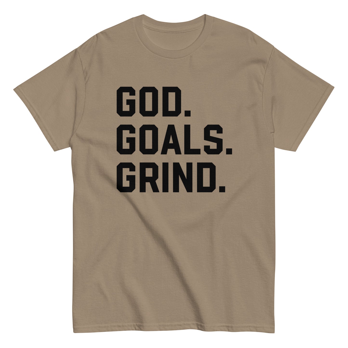 God Goals Grind T-Shirt black letters