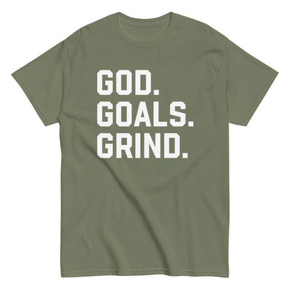 God Goals Grind T-Shirt white letters