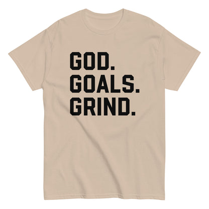 God Goals Grind T-Shirt black letters