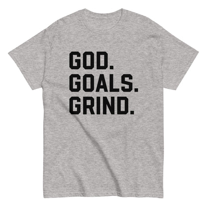 God Goals Grind T-Shirt black letters