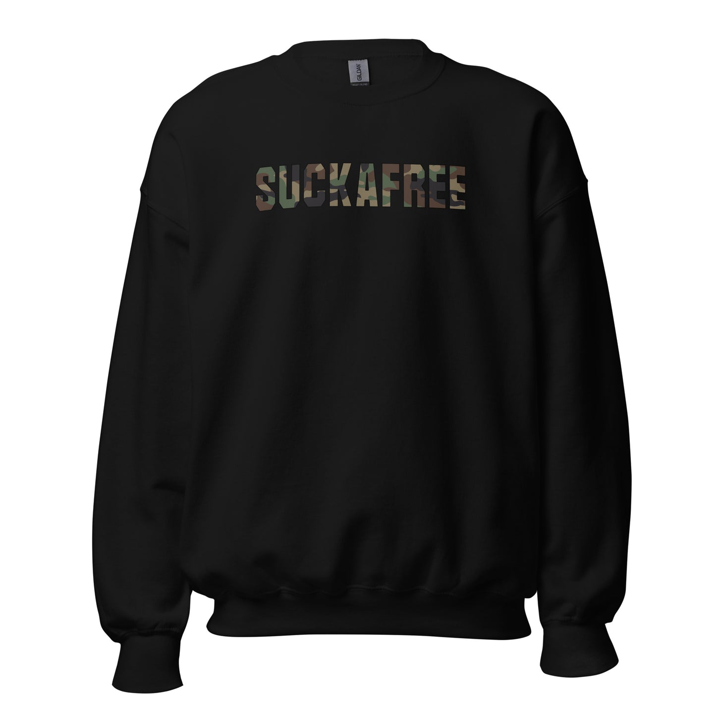 Suckafree Camo T-Shirt black outline Crewneck Sweatshirt