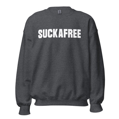 SUCKAFREE Crewneck white letters