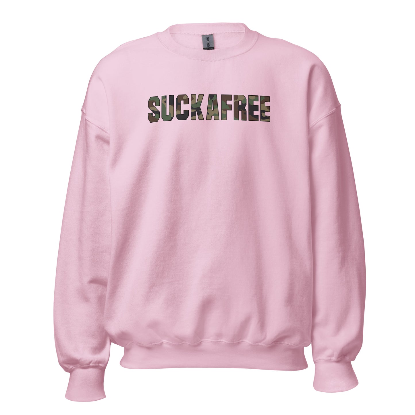 Suckafree Camo T-Shirt black outline Crewneck Sweatshirt