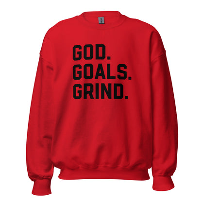 God Goals Grind Sweatshirt black letters