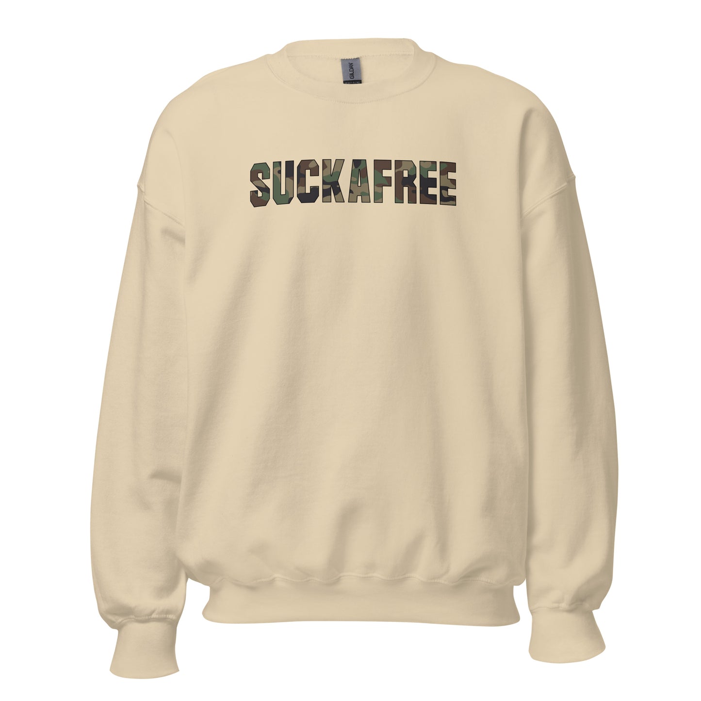 Suckafree Camo T-Shirt black outline Crewneck Sweatshirt