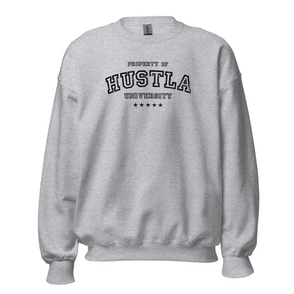 Property Of Hustla University Crewneck Sweatshirt black letters