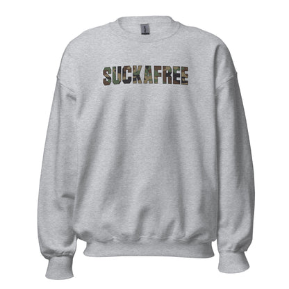 Suckafree Camo T-Shirt black outline Crewneck Sweatshirt