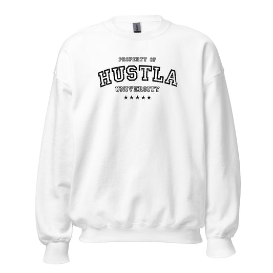 Property Of Hustla University Crewneck Sweatshirt black letters