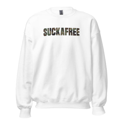 Suckafree Camo T-Shirt black outline Crewneck Sweatshirt