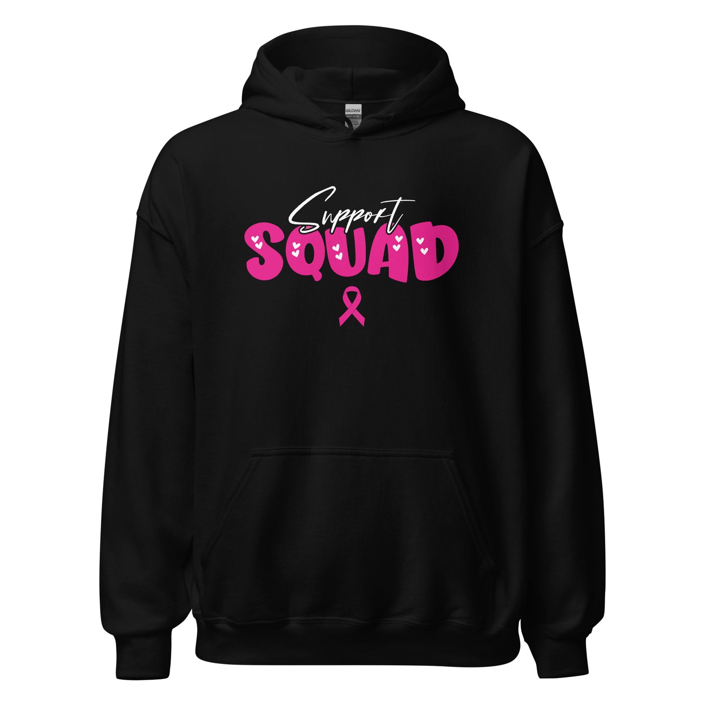 Breast Cancer Support Squad Hoodie white x pink letters