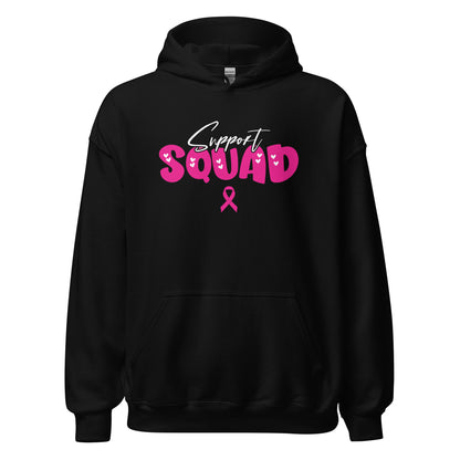 Breast Cancer Support Squad Hoodie white x pink letters