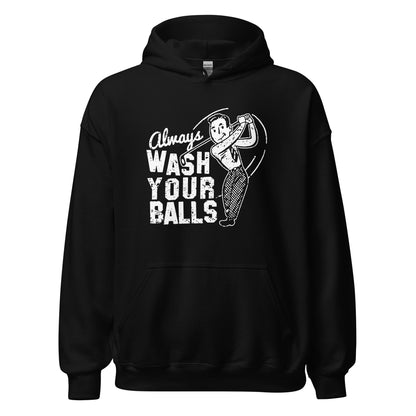 Always Wash Your Balls Hoodie white letters