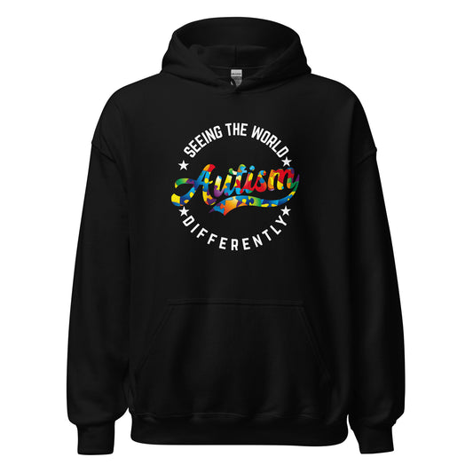 Autism Awareness Seeing The World Differently Hoodie white letters