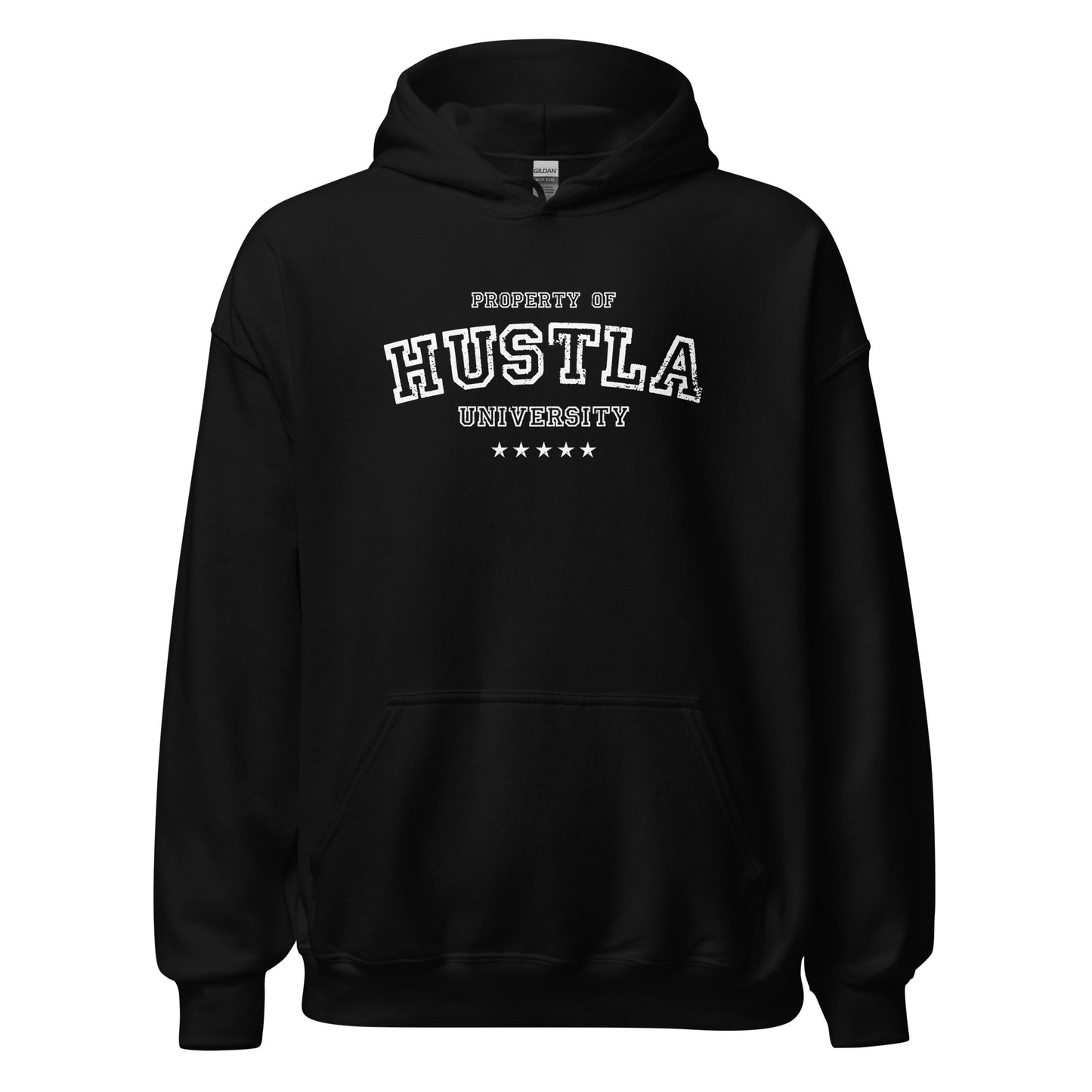 Property Of Hustla University Hoodie white letters