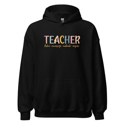 Teacher Listen Encourage Motivate Inspire Hoodie