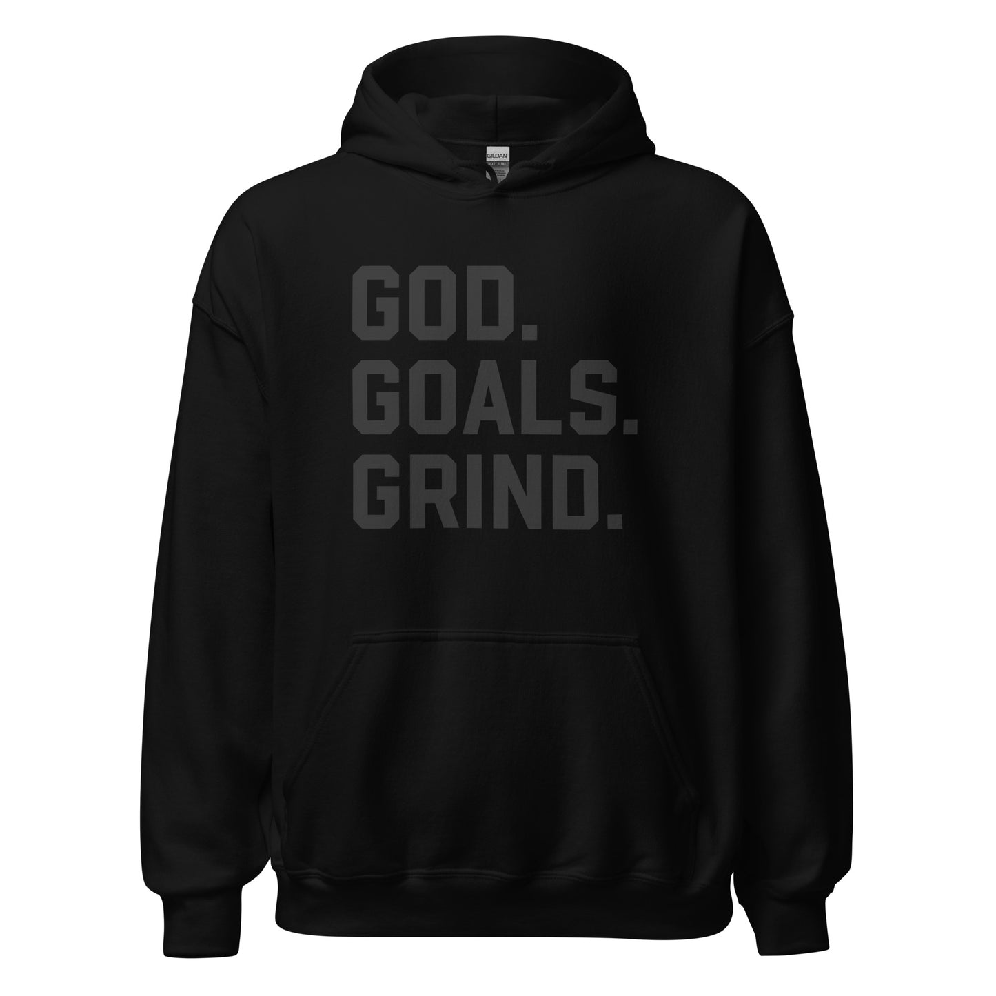 God Goals Grind Hoodie black letters