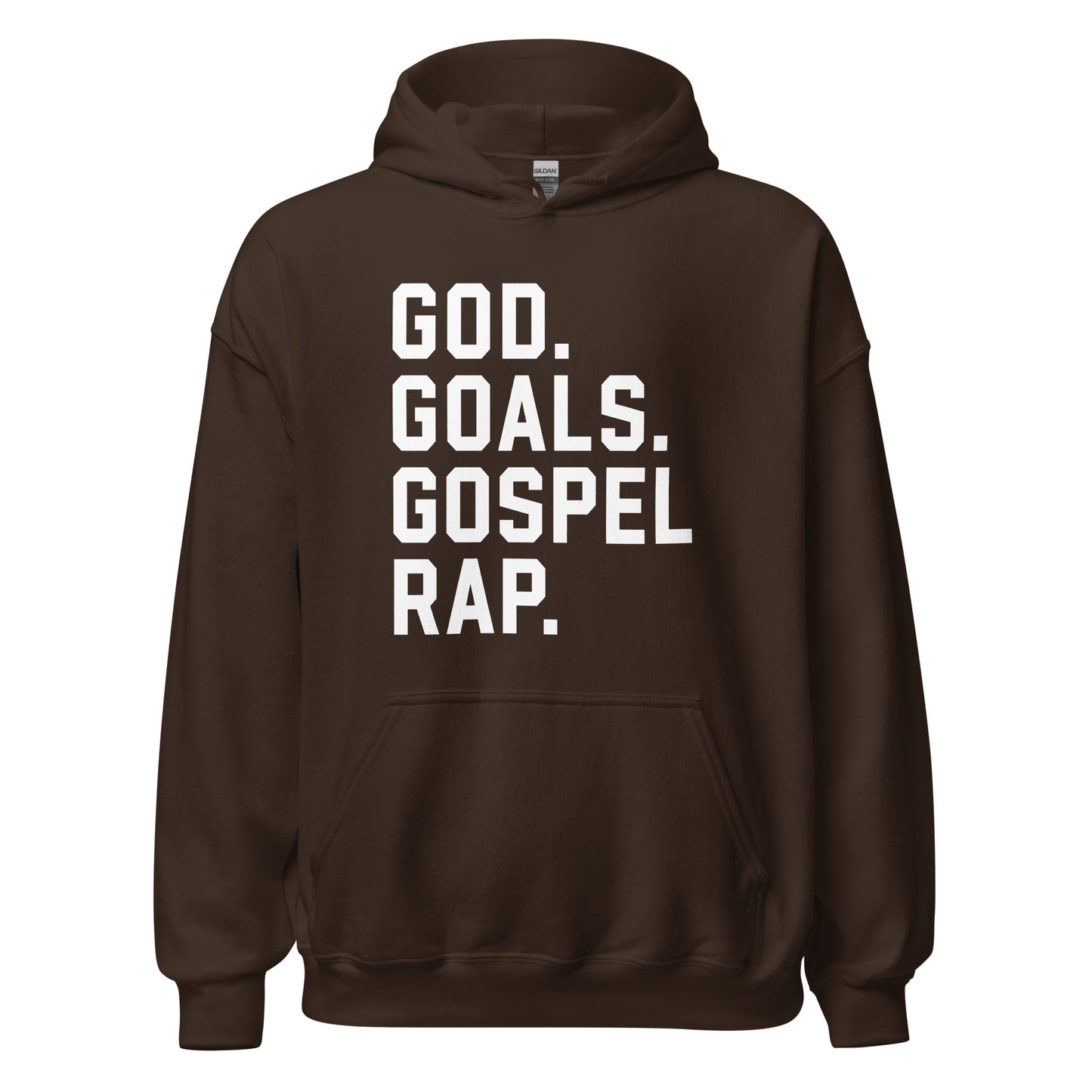 God. Goals. Gospel Rap. Hoodie white letters