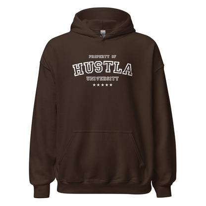 Property Of Hustla University Hoodie white letters