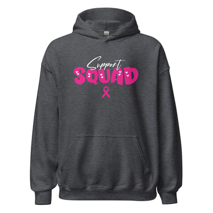 Breast Cancer Support Squad Hoodie white x pink letters