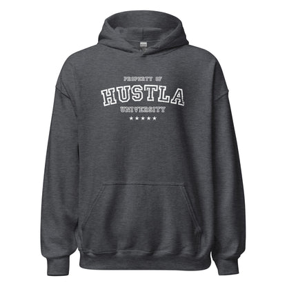 Property Of Hustla University Hoodie white letters