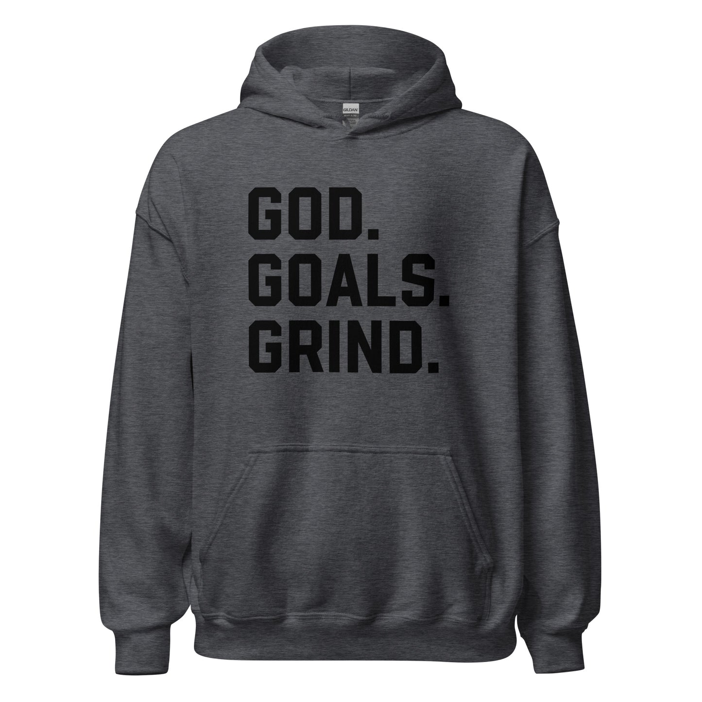 God Goals Grind Hoodie black letters