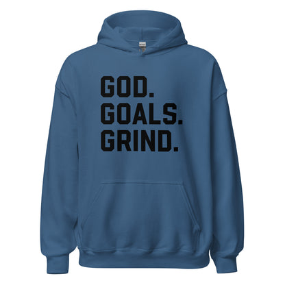 God Goals Grind Hoodie black letters