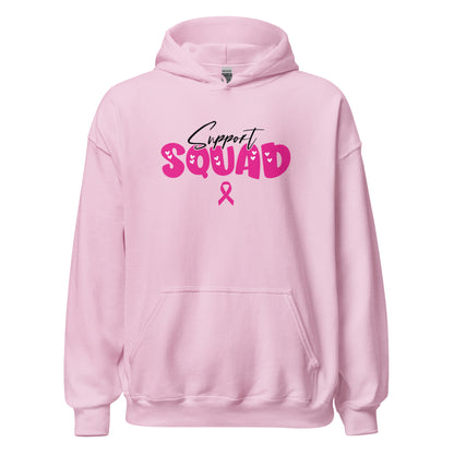 Breast Cancer Support Squad Hoodie black x pink letters