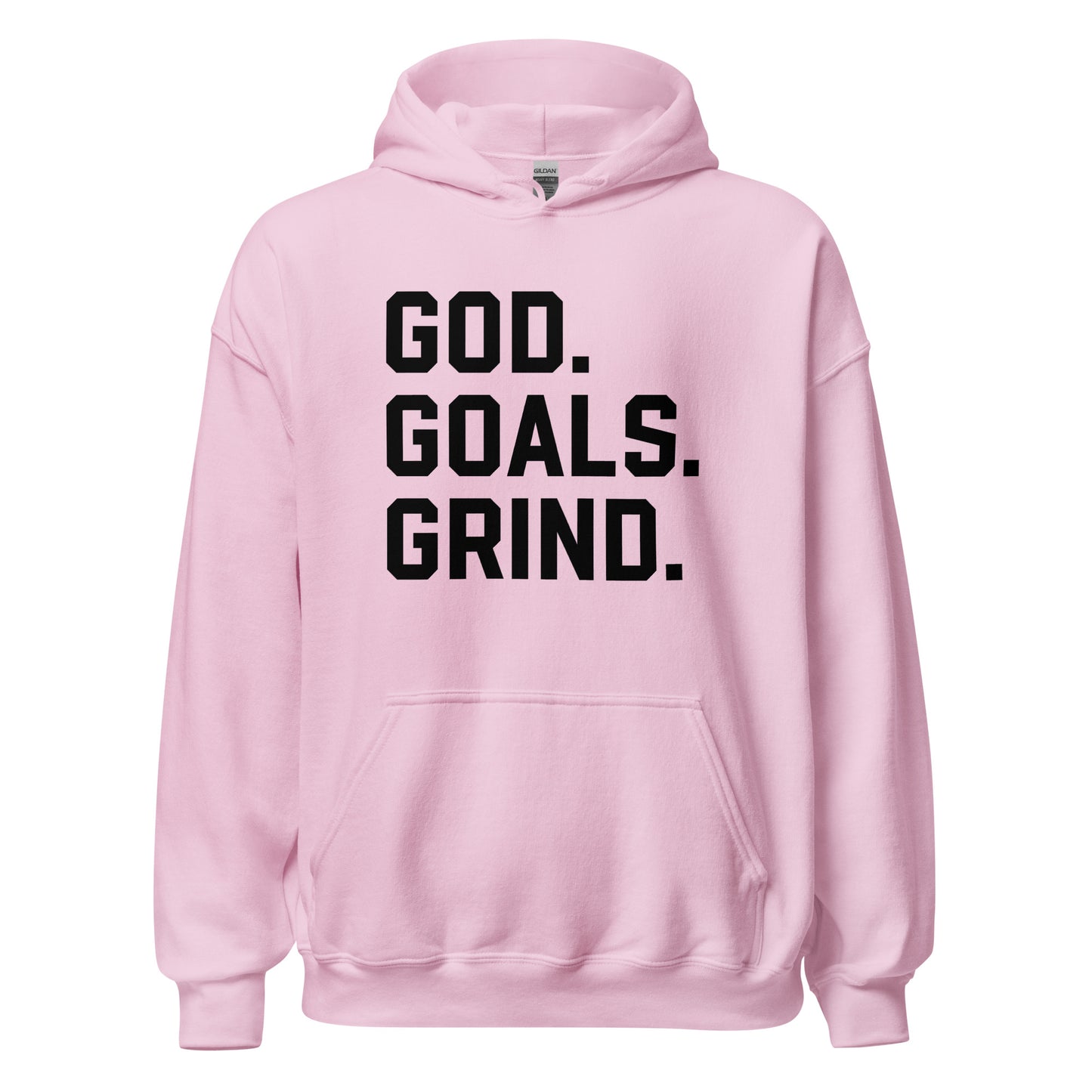 God Goals Grind Hoodie black letters