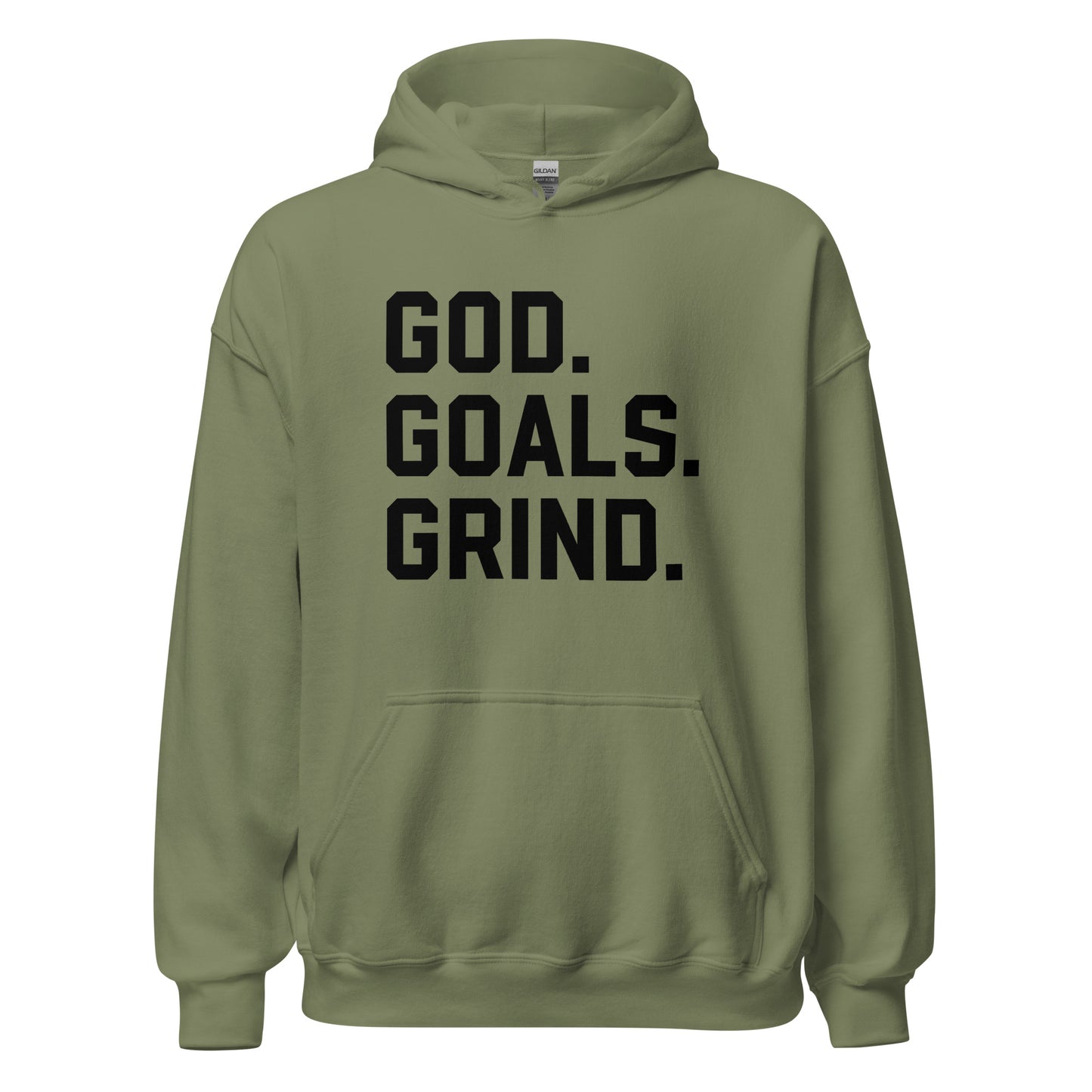 God Goals Grind Hoodie black letters