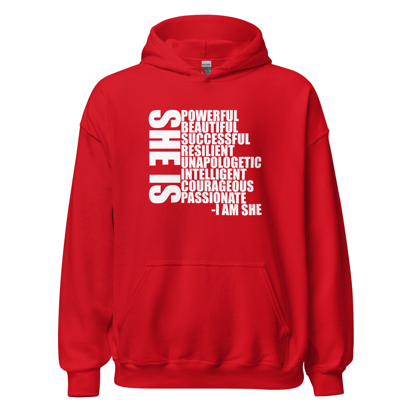 She Is Description Hoodie white letters