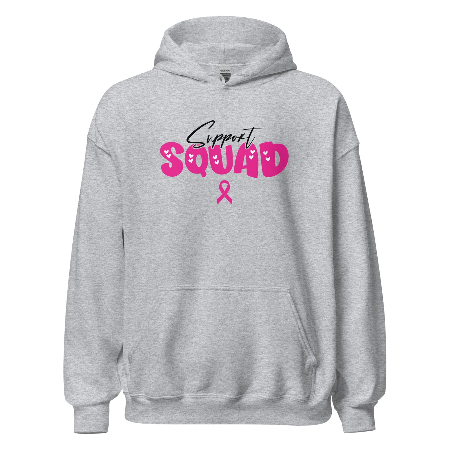 Breast Cancer Support Squad Hoodie black x pink letters