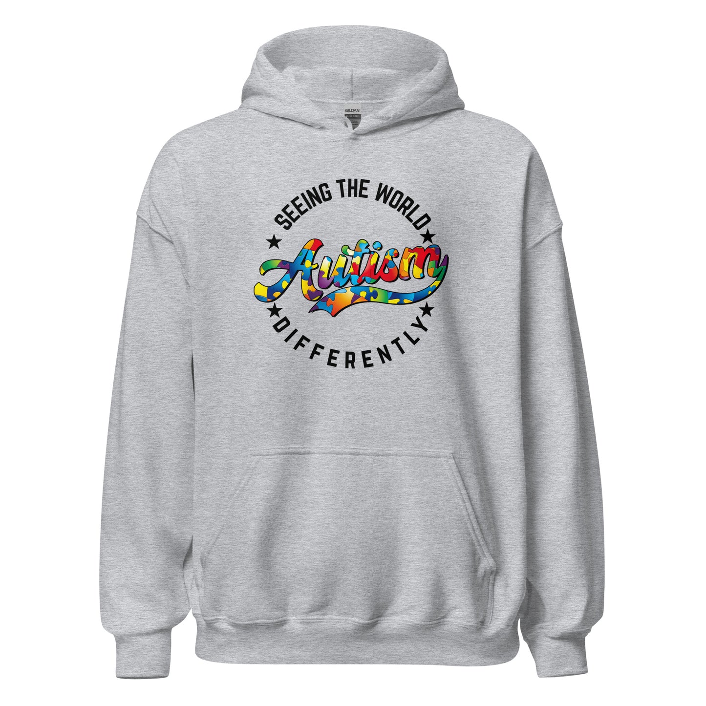 Autism Awareness Seeing The World Differently Hoodie black letters