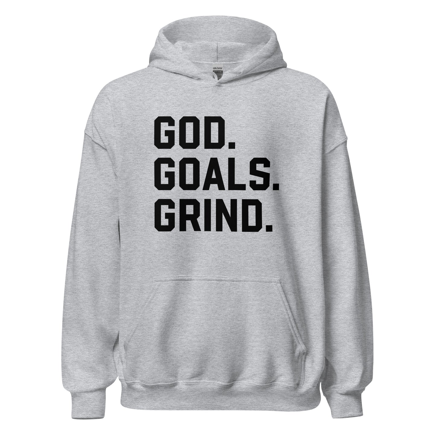 God Goals Grind Hoodie black letters