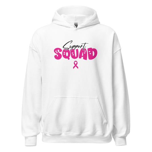 Breast Cancer Support Squad Hoodie black x pink letters