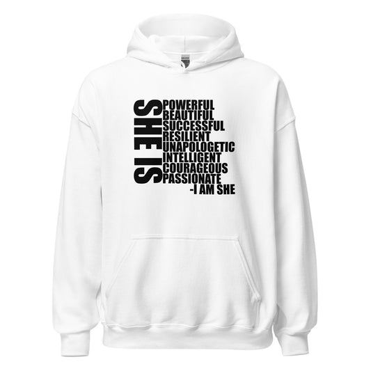 She Is Description Hoodie black letters