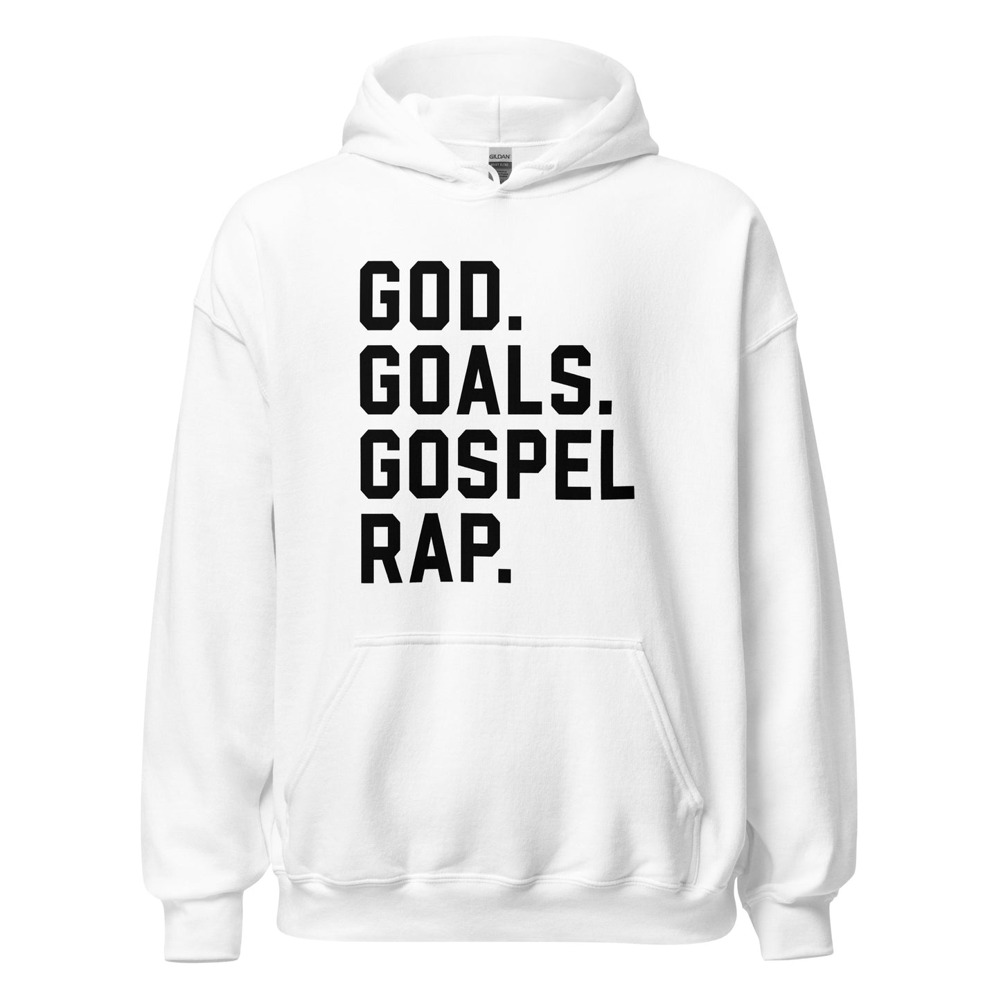 God. Goals. Gospel Rap. Hoodie black letters