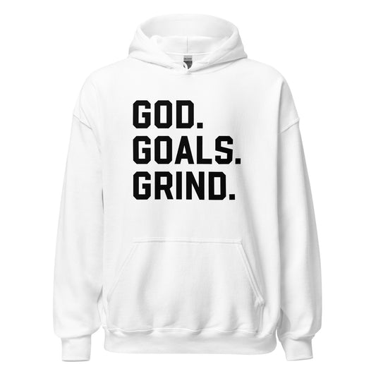 God Goals Grind Hoodie black letters